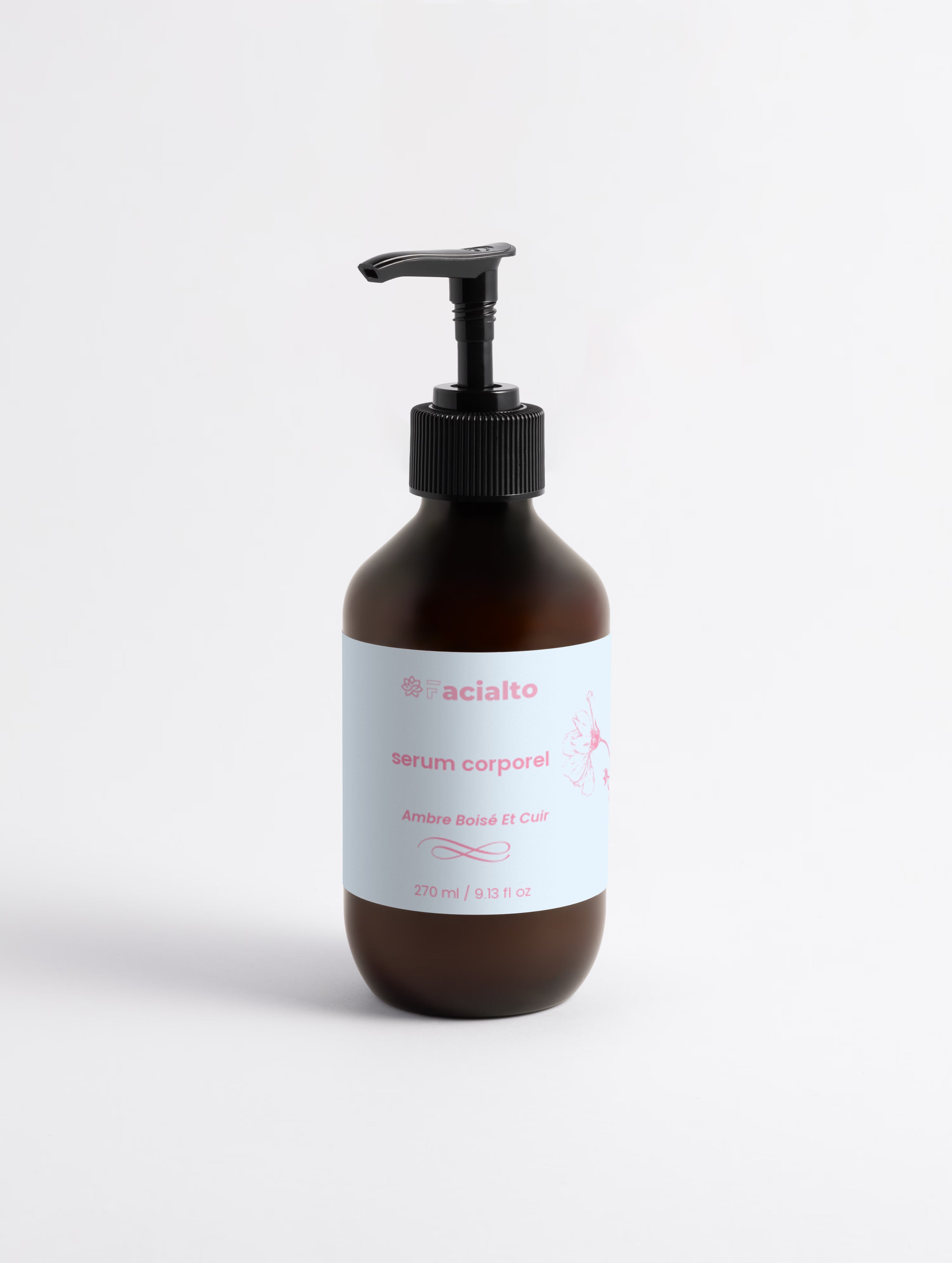 Sérum corporel pour la peau de soie, ambre boisé et cuir femme